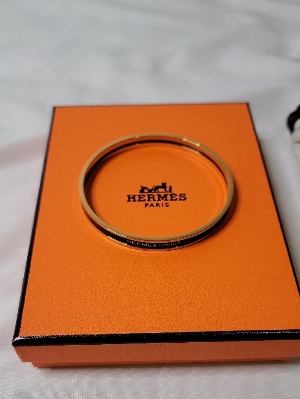 Hermes Gold and Black Enamel Bangle Bracelet - Picture 4 of 4